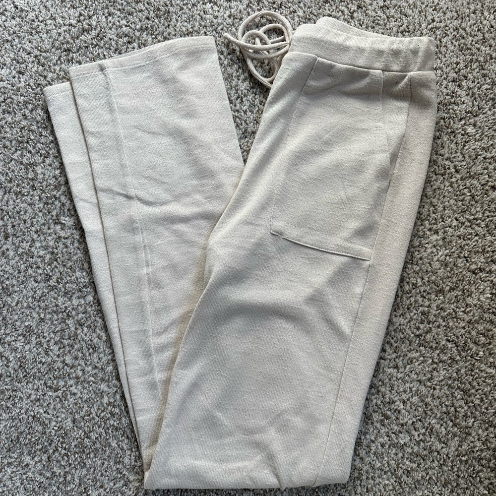 Princess Polly Cream Knit Drawstring Pants